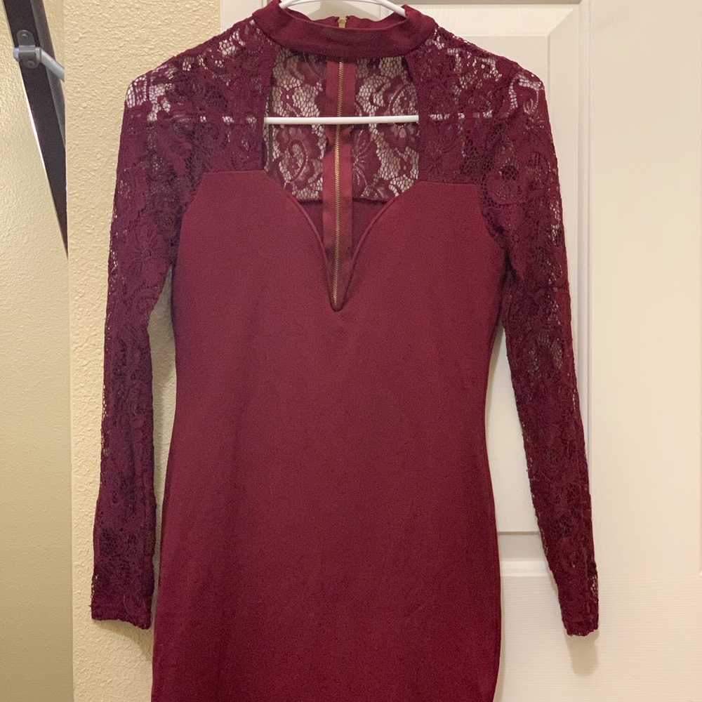maroon party dress
